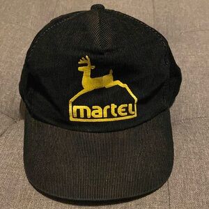 Vintage John Deere Corduroy Black Adult SnapBack Hat Ball Cap Martel Manitoba